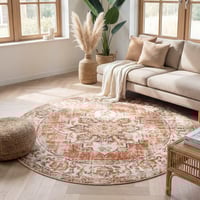 Rond vintage vloerkleed - Spring Medaillon Terra/Creme