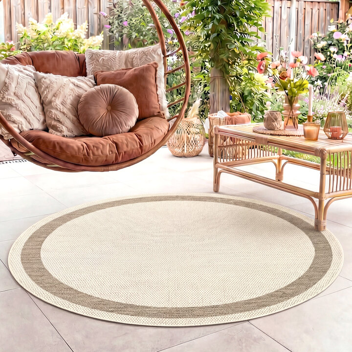 Rond jute buitenkleed - Nomad Edge Creme
