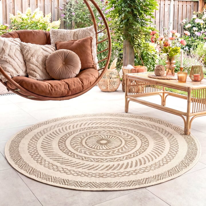 Rond jute buitenkleed - Nomad Aztec Creme