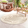 Rond jute buitenkleed - Nomad Leaves Creme - thumbnail