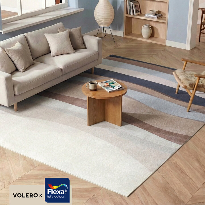 Geometrisch vloerkleed - Swing Waves Blauw/Bruin