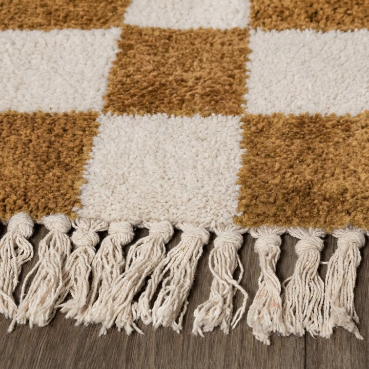 Checkerboard vloerkleed - Blox Fringe Okergeel - 5