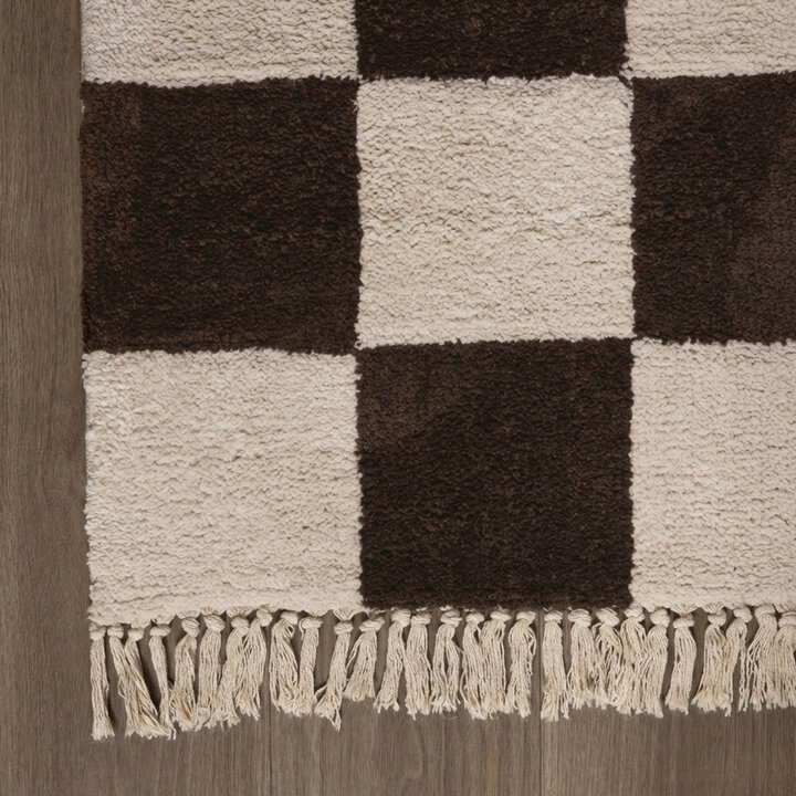Checkerboard vloerkleed - Blox Fringe Bruin - 4
