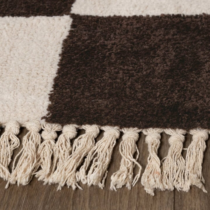 Checkerboard vloerkleed - Blox Fringe Bruin - 5