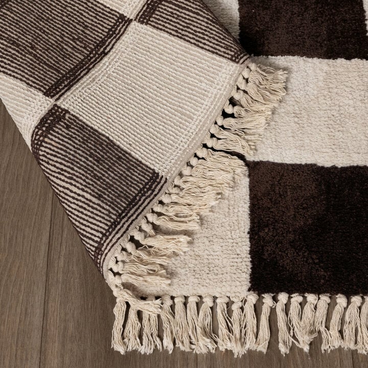 Checkerboard vloerkleed - Blox Fringe Bruin - 6