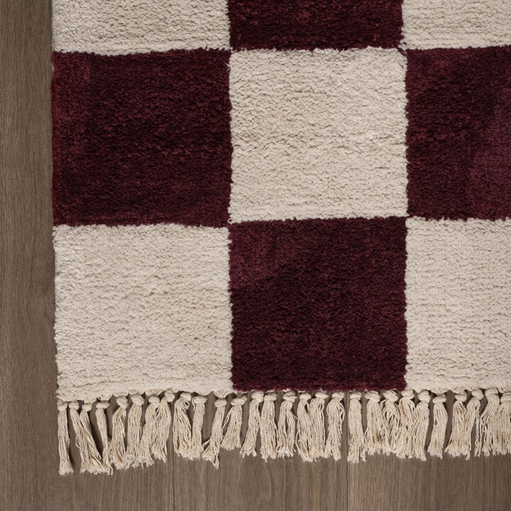 Checkerboard vloerkleed - Blox Fringe Rood - 4
