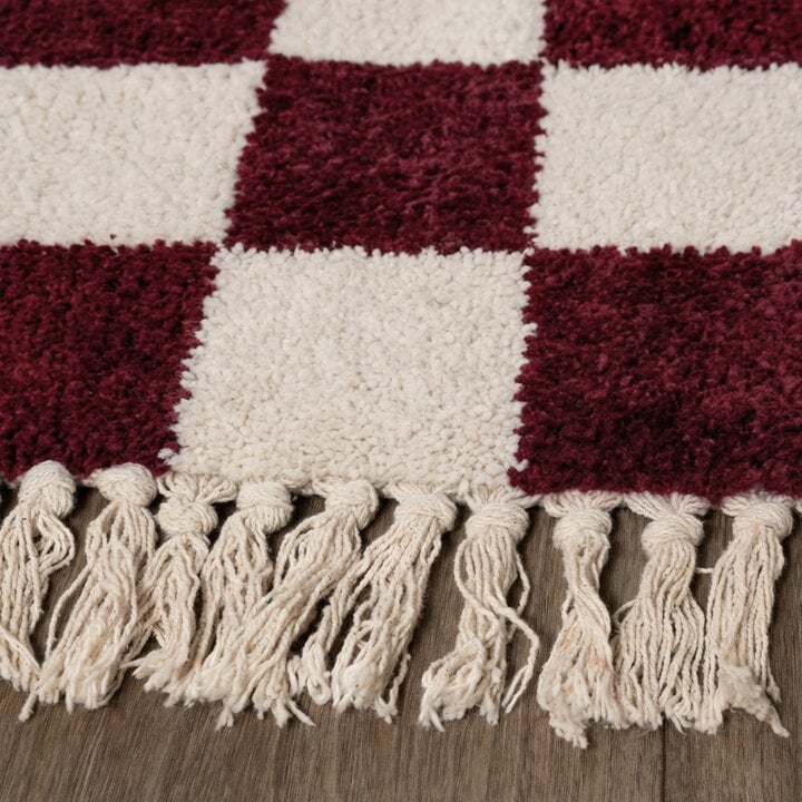 Checkerboard vloerkleed - Blox Fringe Rood - 5
