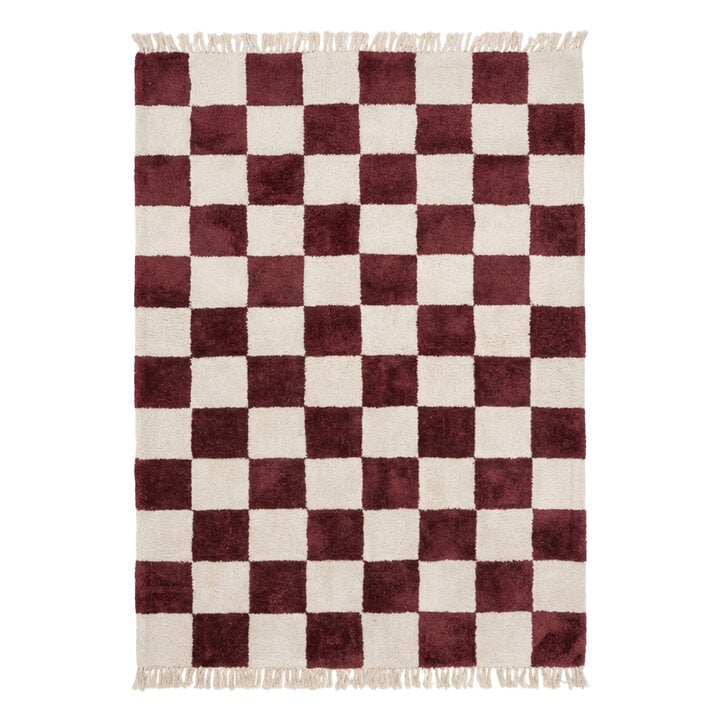 Checkerboard vloerkleed - Blox Fringe Rood - 1