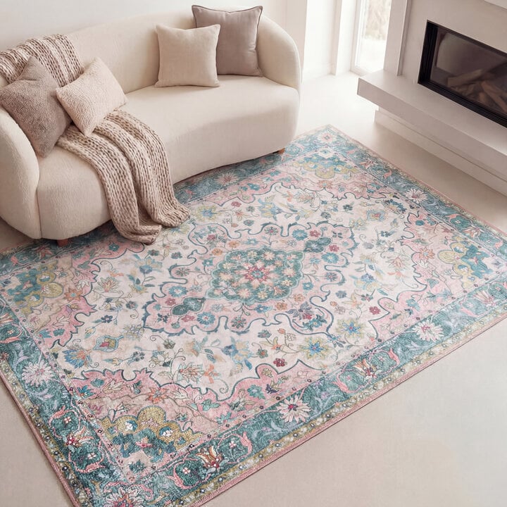 Vintage vloerkleed - Lily Oriental Blauw/Roze