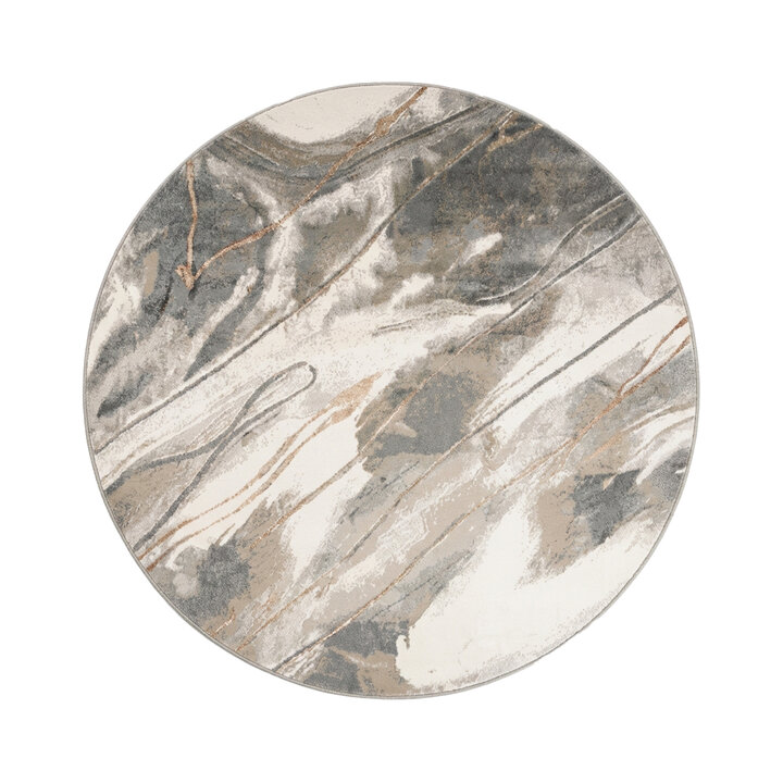 Rond wasbaar vloerkleed - Misha Lines Creme/Grijs - 1