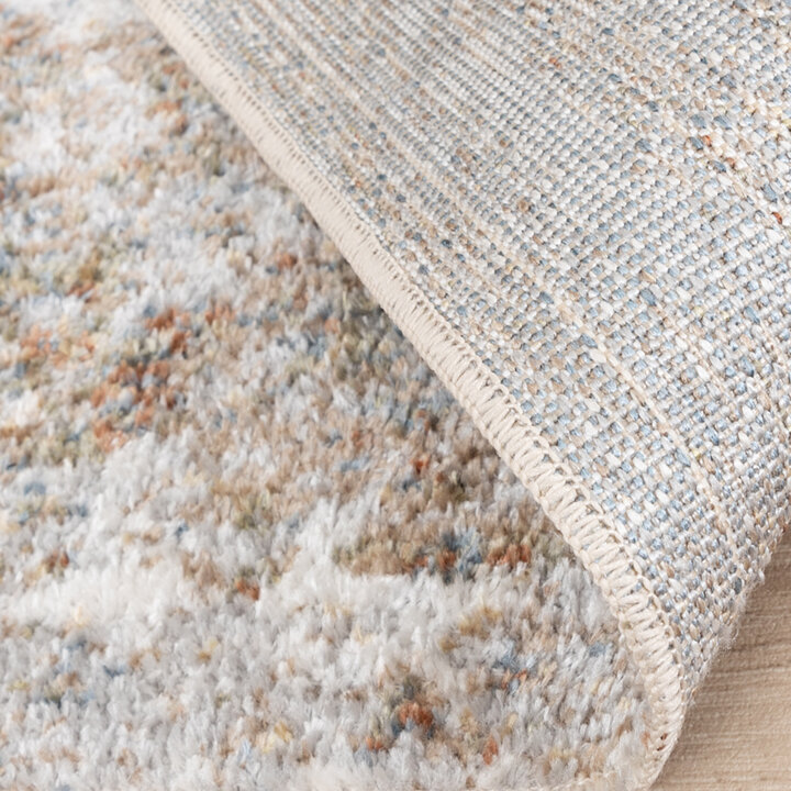 Rond wasbaar vloerkleed - Misha Grunge Creme/Bruin - 5