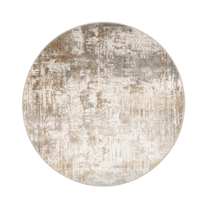 Rond wasbaar vloerkleed - Misha Grunge Creme/Bruin - 1
