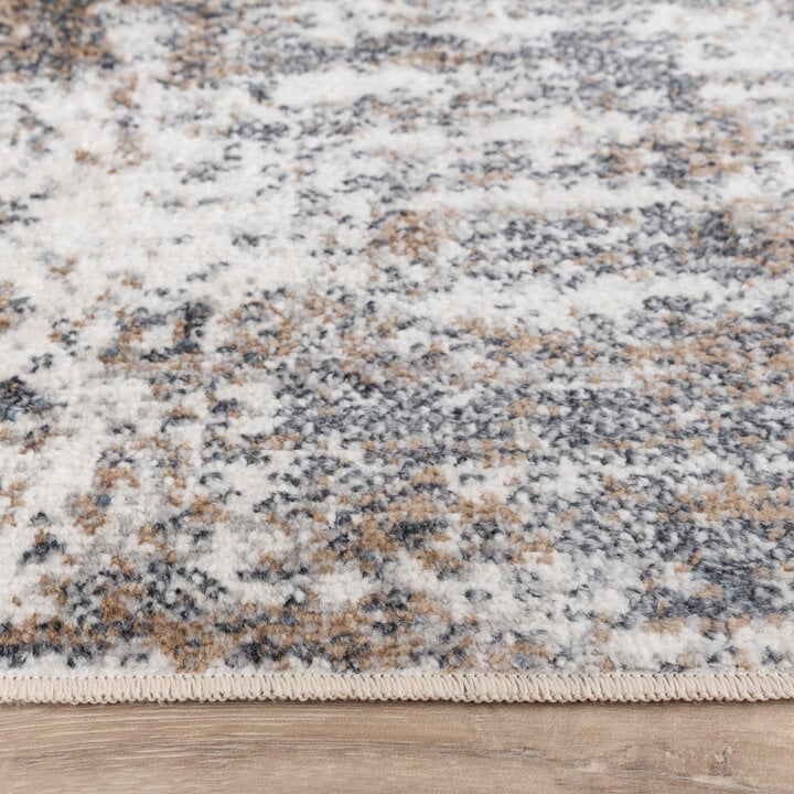 Rond wasbaar vloerkleed - Misha Grunge Creme/Grijs - 4