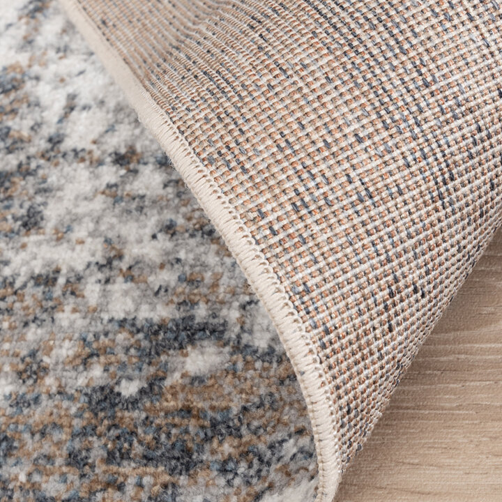 Rond wasbaar vloerkleed - Misha Grunge Creme/Grijs - 5