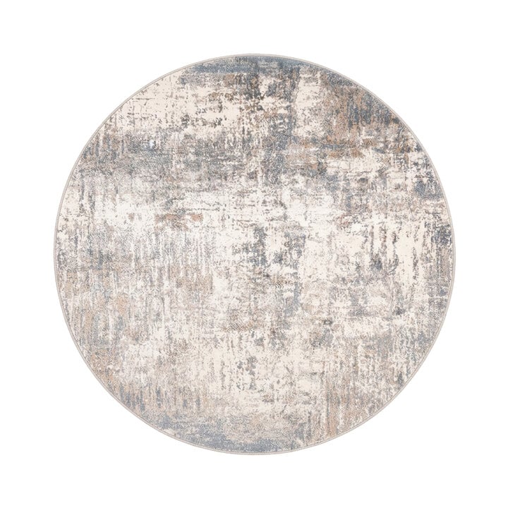Rond wasbaar vloerkleed - Misha Grunge Creme/Grijs - 1