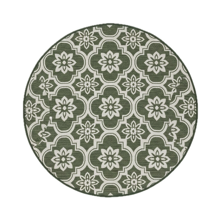 Rond buitenkleed - Rio Flower Groen  - 1