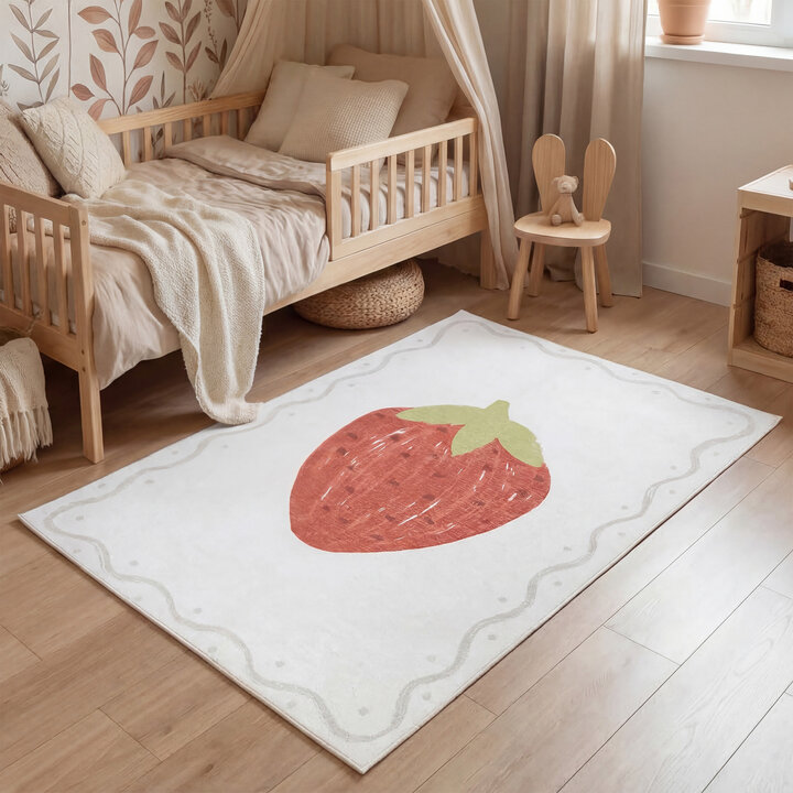 Wasbaar kindervloerkleed - Mick Aarbei Rood