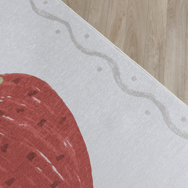 Wasbaar kindervloerkleed - Mick Aarbei Rood - 2
