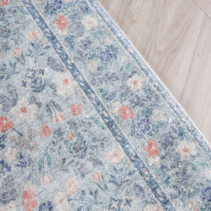 Vintage vloerkleed - Matteo Floral Blauw/Beige - 2