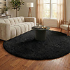 Rond Shaggy vloerkleed - Blaze Zwart - thumbnail