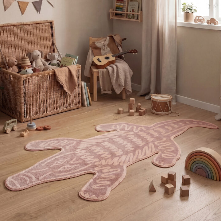 Wasbaar kindervloerkleed - Raf Croco Roze 