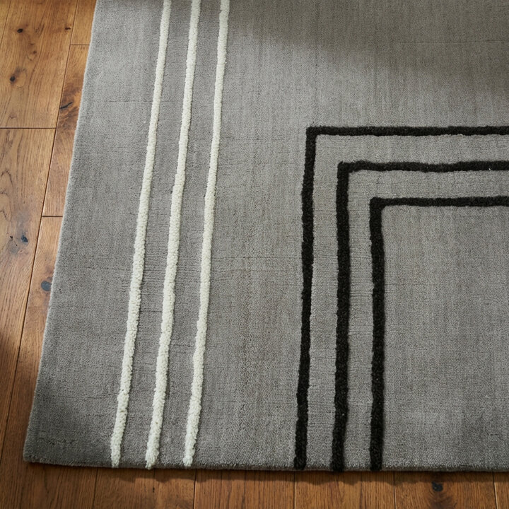 Wollen vloerkleed - Harvey Lines Grijs - 3