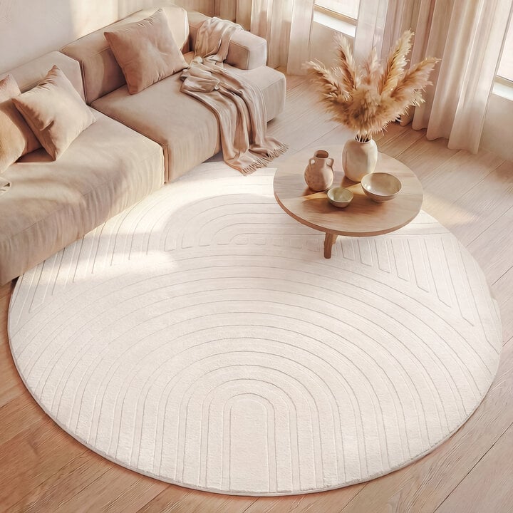 Rond Scandinavisch vloerkleed - Charm Curves Wit