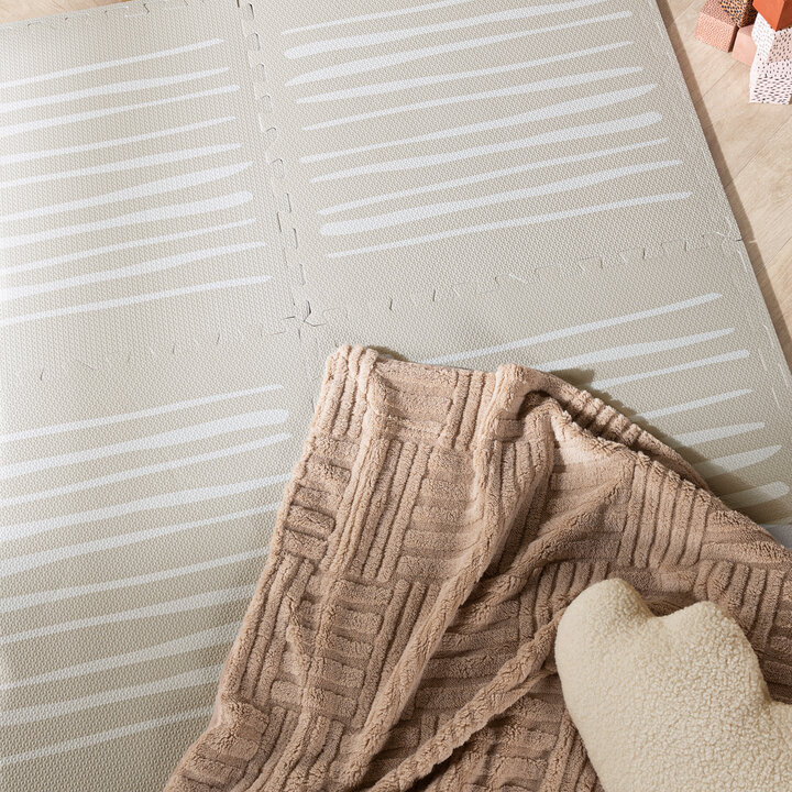 Foam puzzelmat - Alfie XL Stripes Grijs/Beige  - 1