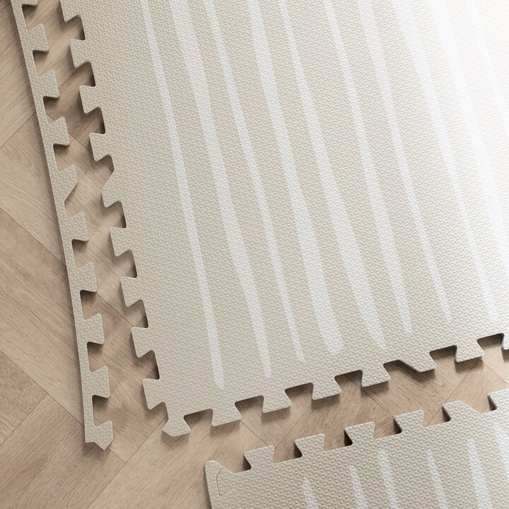 Foam puzzelmat - Alfie XL Stripes Grijs/Beige  - 5