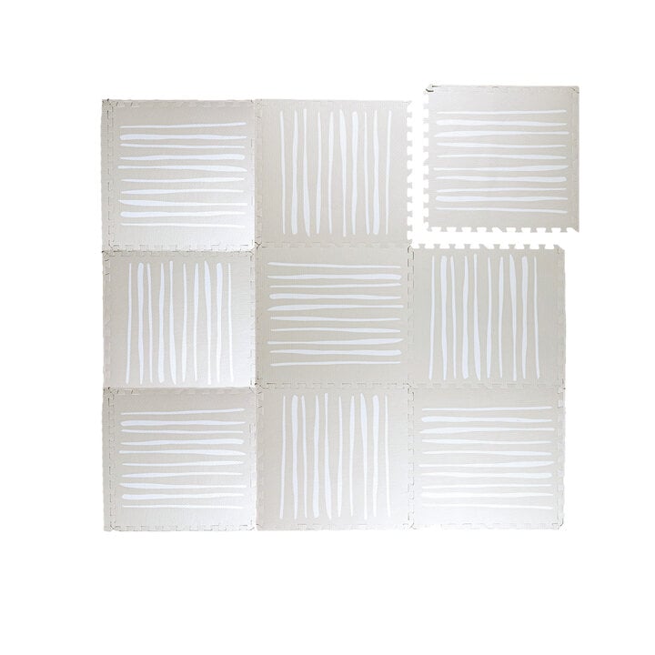 Foam puzzelmat - Alfie XL Stripes Grijs/Beige  - 1