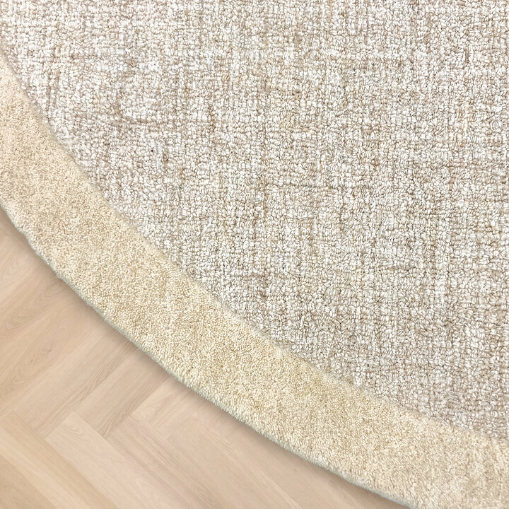 Rond vloerkleed laagpolig - Elena Border Beige - 3