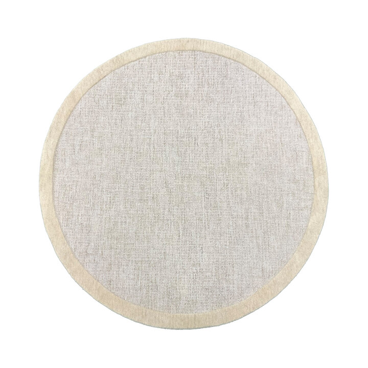 Rond vloerkleed laagpolig - Elena Border Beige - 1