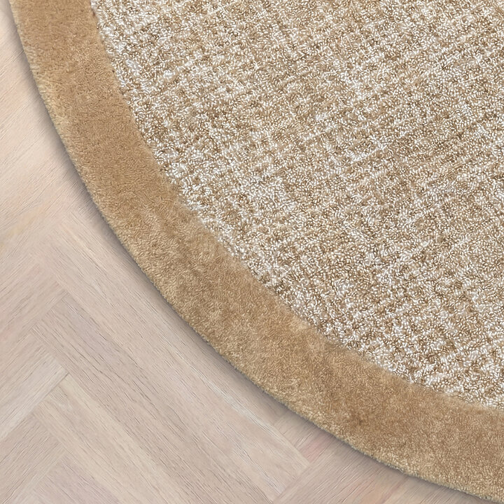 Rond vloerkleed laagpolig - Elena Border Bruin - 3