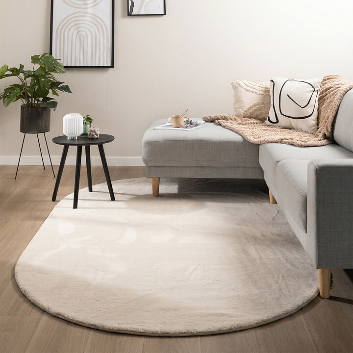 Ovaal laagpolig vloerkleed - Cozy Creme
