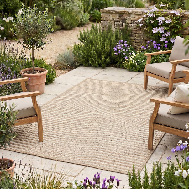 Modern binnen- en buitenkleed - Nori Curves Taupe