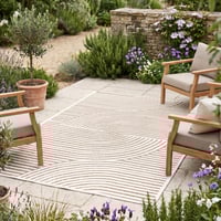 Modern binnen- en buitenkleed - Nori Curves Wit/Taupe