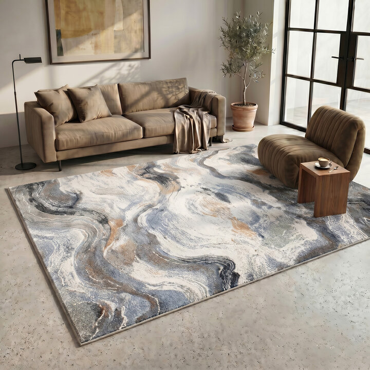 Abstract vloerkleed - Xavier Wave Blauw/Grijs