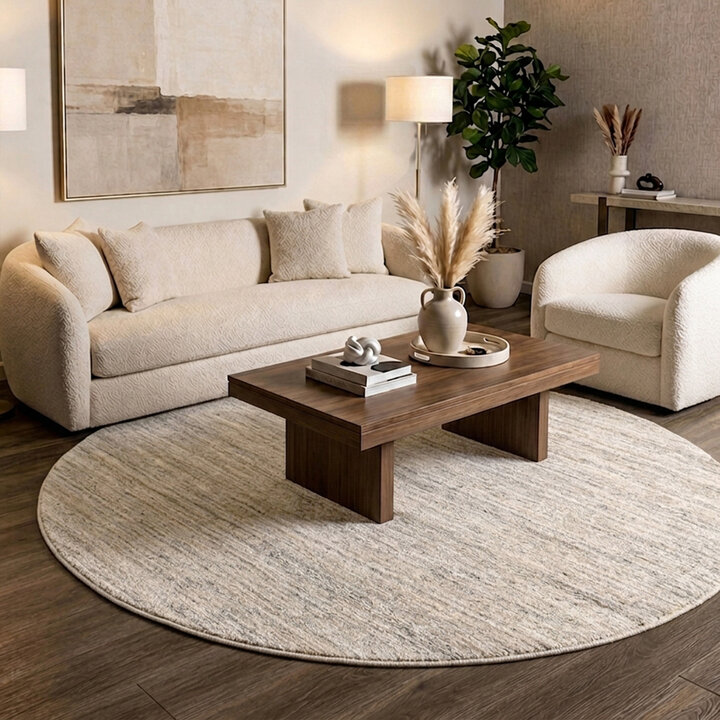 Rond Berber vloerkleed - Aicha Taupe