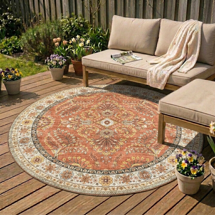 Rond vintage buitenkleed - Santo Flora Terra
