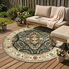 Rond vintage buitenkleed - Santo Flora Donkergroen  - thumbnail