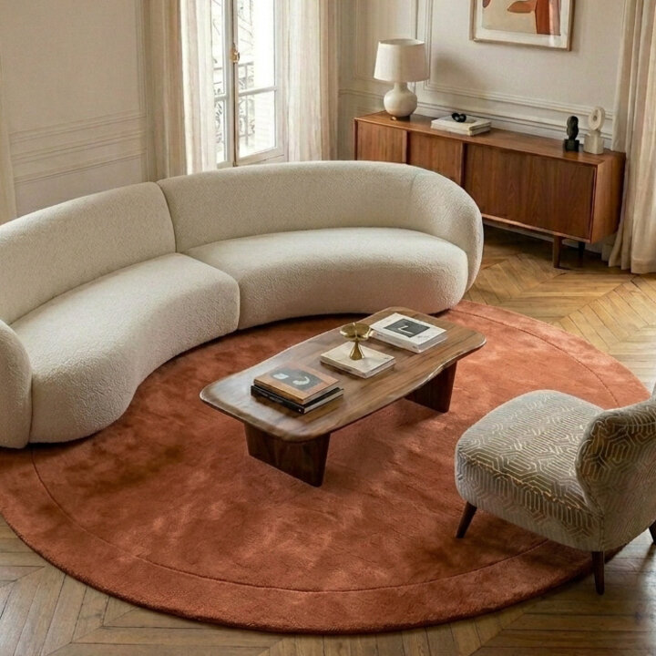 Rond vloerkleed - Isara Border Terracotta