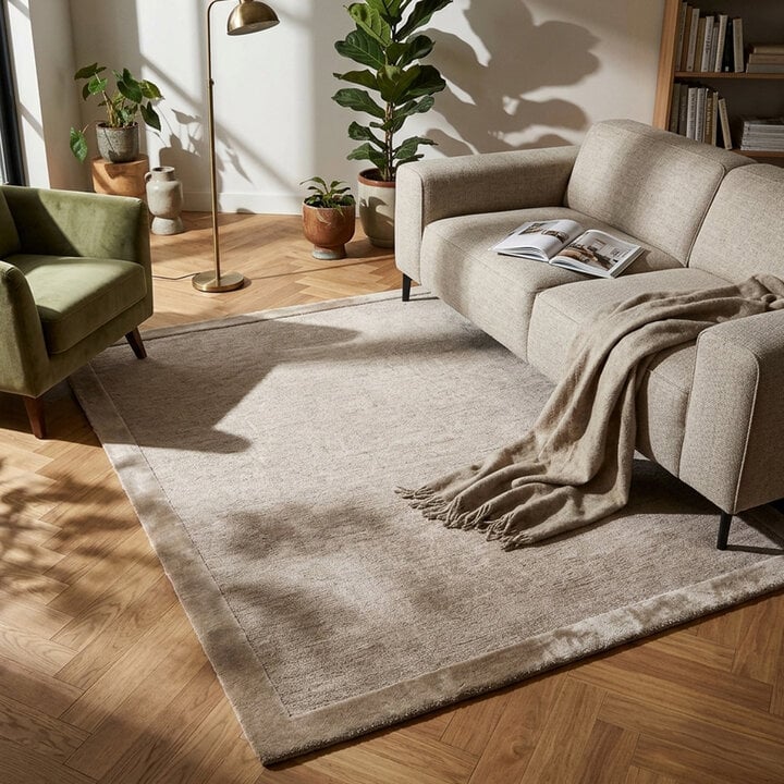 Laagpolig vloerkleed - Elena Border Taupe
