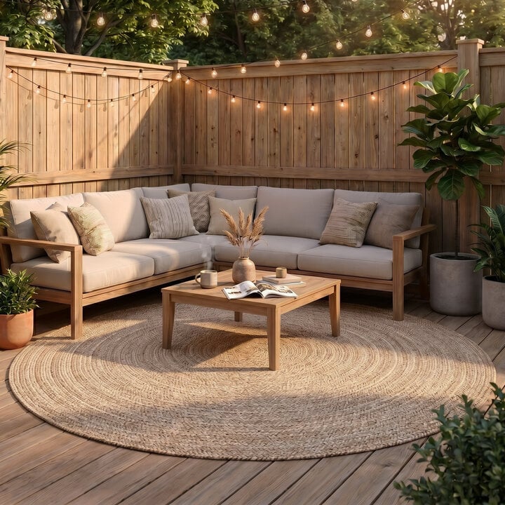 Rond binnen- & buitenkleed - Bali Beige