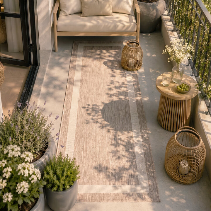 In- & Outdoor loper - Sierra Border Beige/Creme