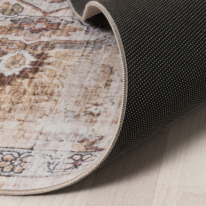 Rond oosters vloerkleed - Leyla Medaillon Taupe - 5