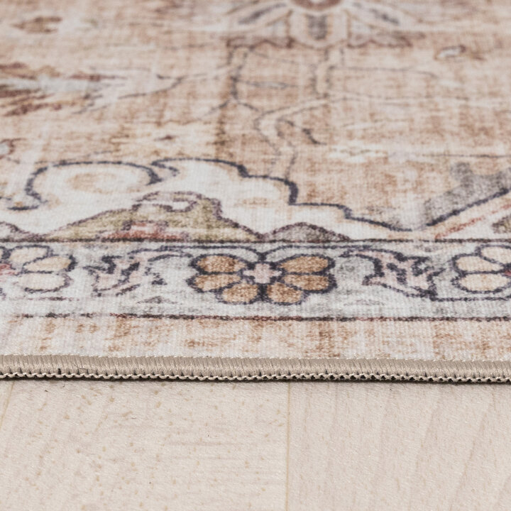 Rond oosters vloerkleed - Leyla Medaillon Taupe - 4