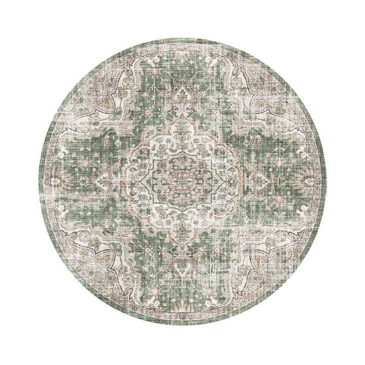 Rond oosters vloerkleed - Leyla Medaillon Groen - 1
