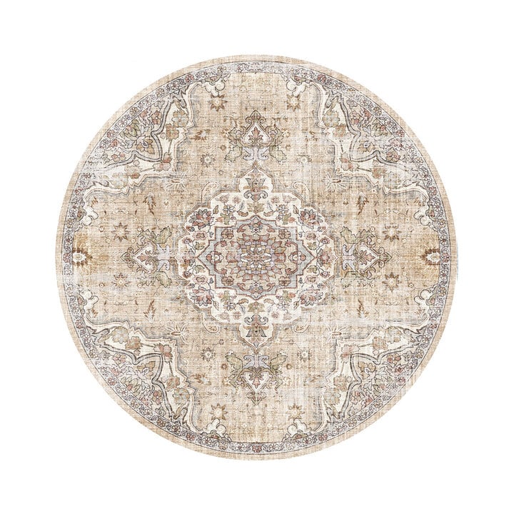 Rond oosters vloerkleed - Leyla Medaillon Taupe - 1