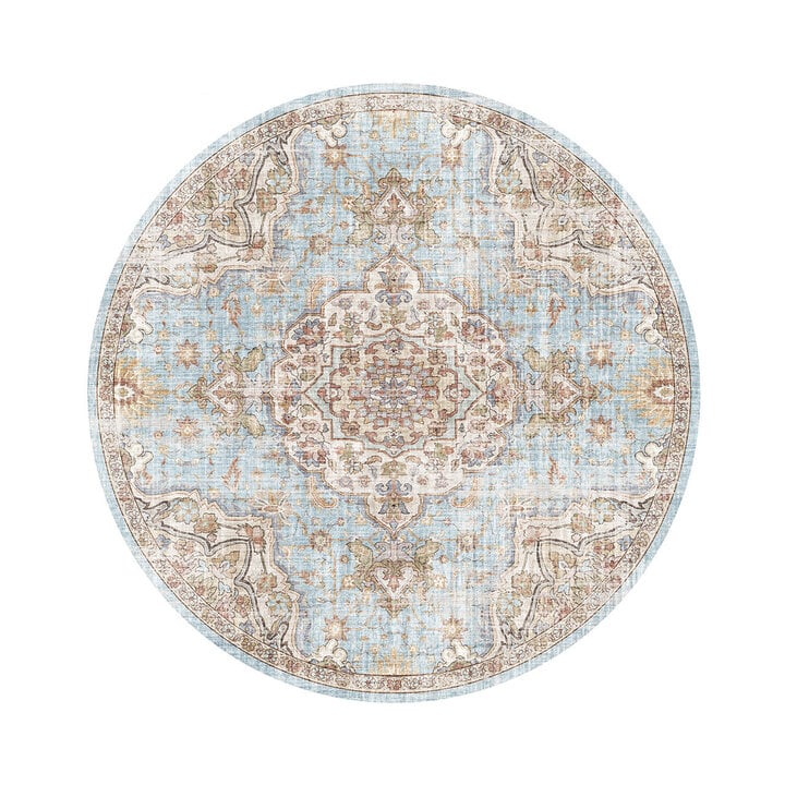 Rond oosters vloerkleed - Leyla Medaillon Lichtblauw - 1