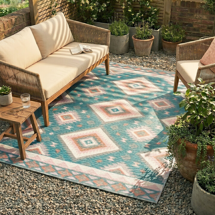 Bohemian buitenkleed - Vedra Aztec Blauw
